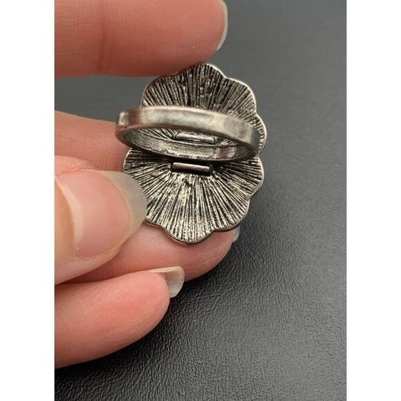 Silver Tone And Faux Turquoise Western Southwestern Costume Jewelry Ring Size 8 - Picture 4 of 7